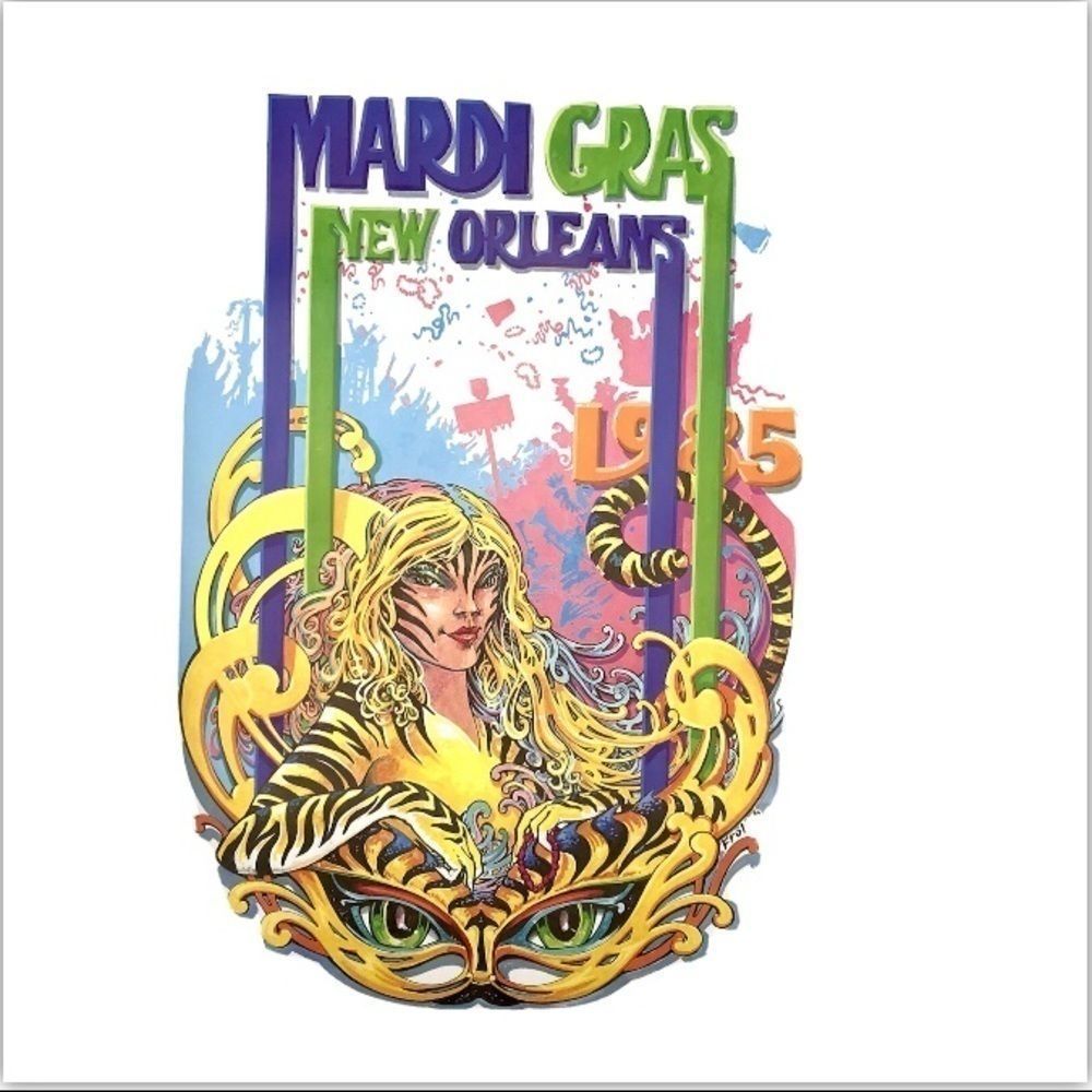 𝅺Vintage Authentic New Old Stock 1985 Mardi Gras Poster - EXXON New Orleans